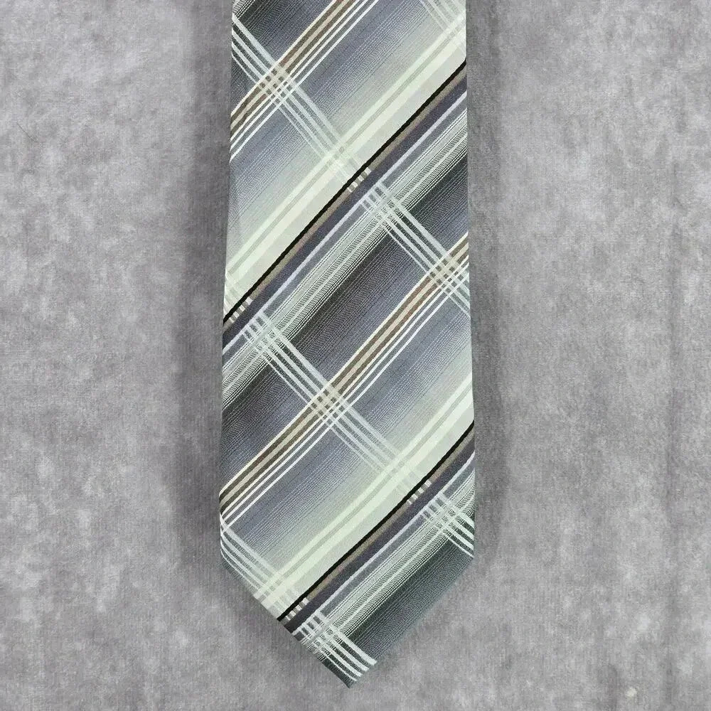 Euro Knot by Barton Como Plaid Gray‎ Tartan 100% Silk Men's Neck Tie NWOT